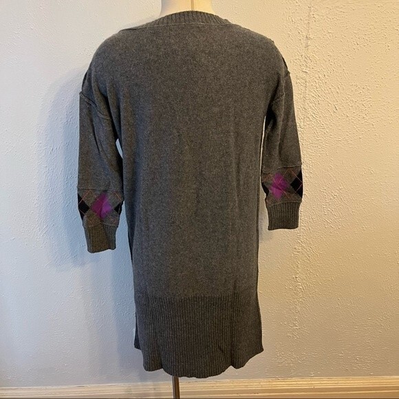 Juicy Couture Charcoal Grey Wool Blend Sweater Dress 3/4 Sleeve Argyle Print - Picture 5 of 11